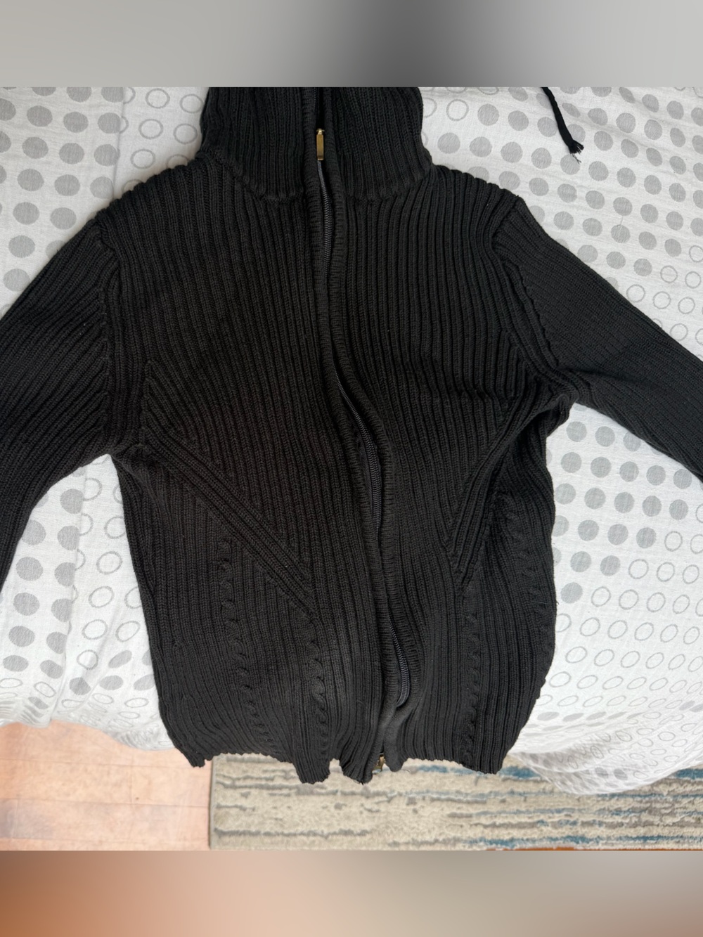 Black Ribbed Zip-Up Men’s Sweater